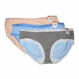 Jenni Intimates Women's XXXL Hipster Panty Lace Pale Blue Ink & Feeder Stripe 3